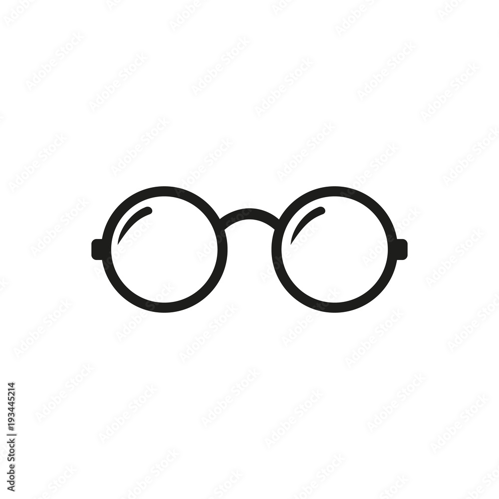 Round Glasses icon. Round Glasses Vector isolated on white background. Flat  vector illustration in black. EPS 10 Stock Vector | Adobe Stock