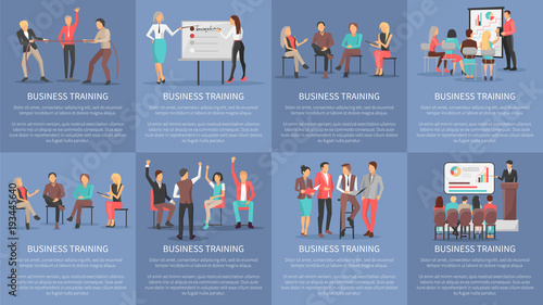 Business Training Seminars Set of Posters Vector