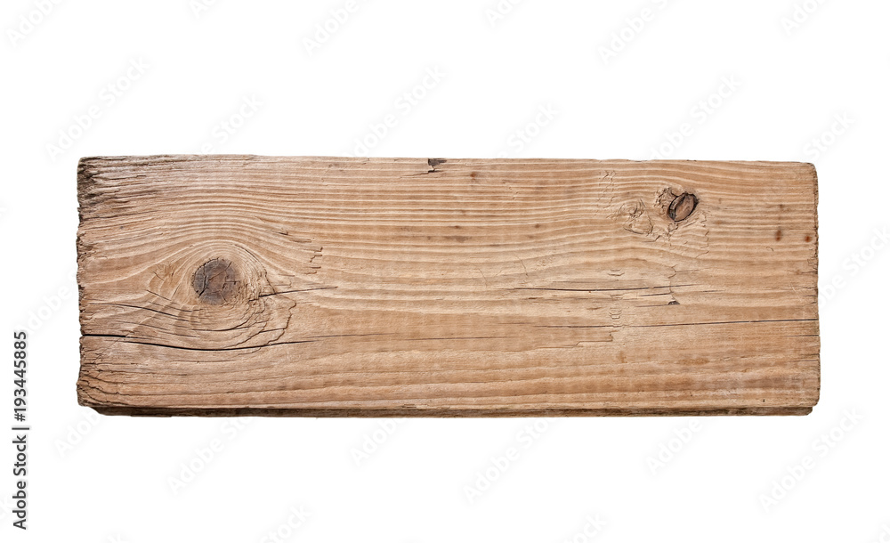 old wooden board  isolated on white background