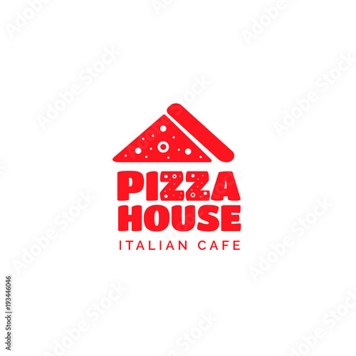 Pizza restaurant funny bold logo design. Italian cafe vector symbol