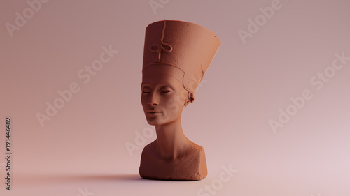 Chocolate Clay Bust of Nefertiti 3d illustration 