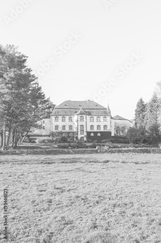 View to the rear facade of Steinbach Castle, Province of Luxembourg, Belgium