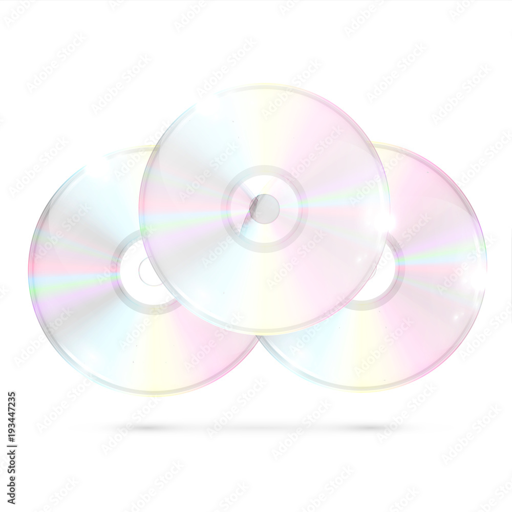 3 CDs/DVDs on white background, vector illustration 3 CDs/DVDs on white background, vector illustration