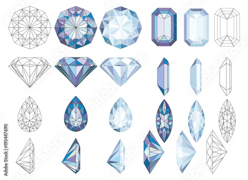 Purpule DiaPurpule Diamond Crystals Vector Clip Art Set of 8 Gemstone illustrationsmond Crystals Vector Clip Art Set of 8 Gemstone illustrations