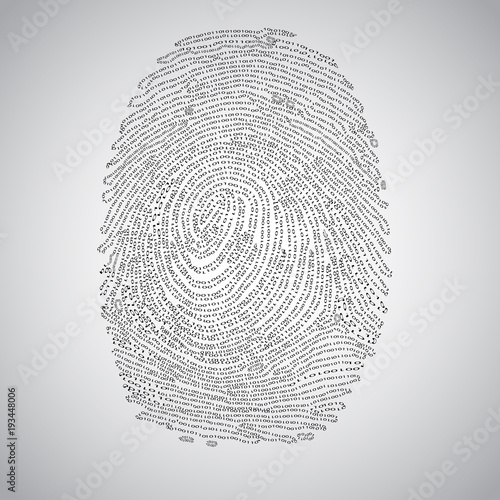 Fingerprint made by binary code, vector.