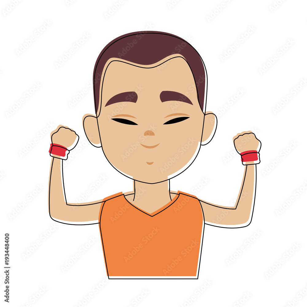 Chinese man with hands up cartoon icon vector illustration graphic design Chinese man with hands up cartoon icon vector illustration graphic design