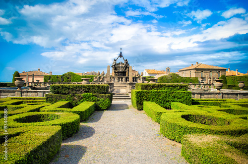 Viterbo symmetrical garden Bagnaia - Villa Lante in - Italy parterre italian hedge bush design photo