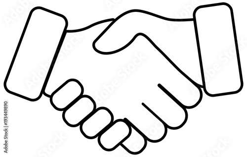 Hand shake black vector icon