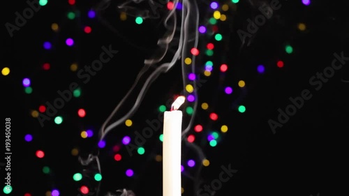 burning candle and lights