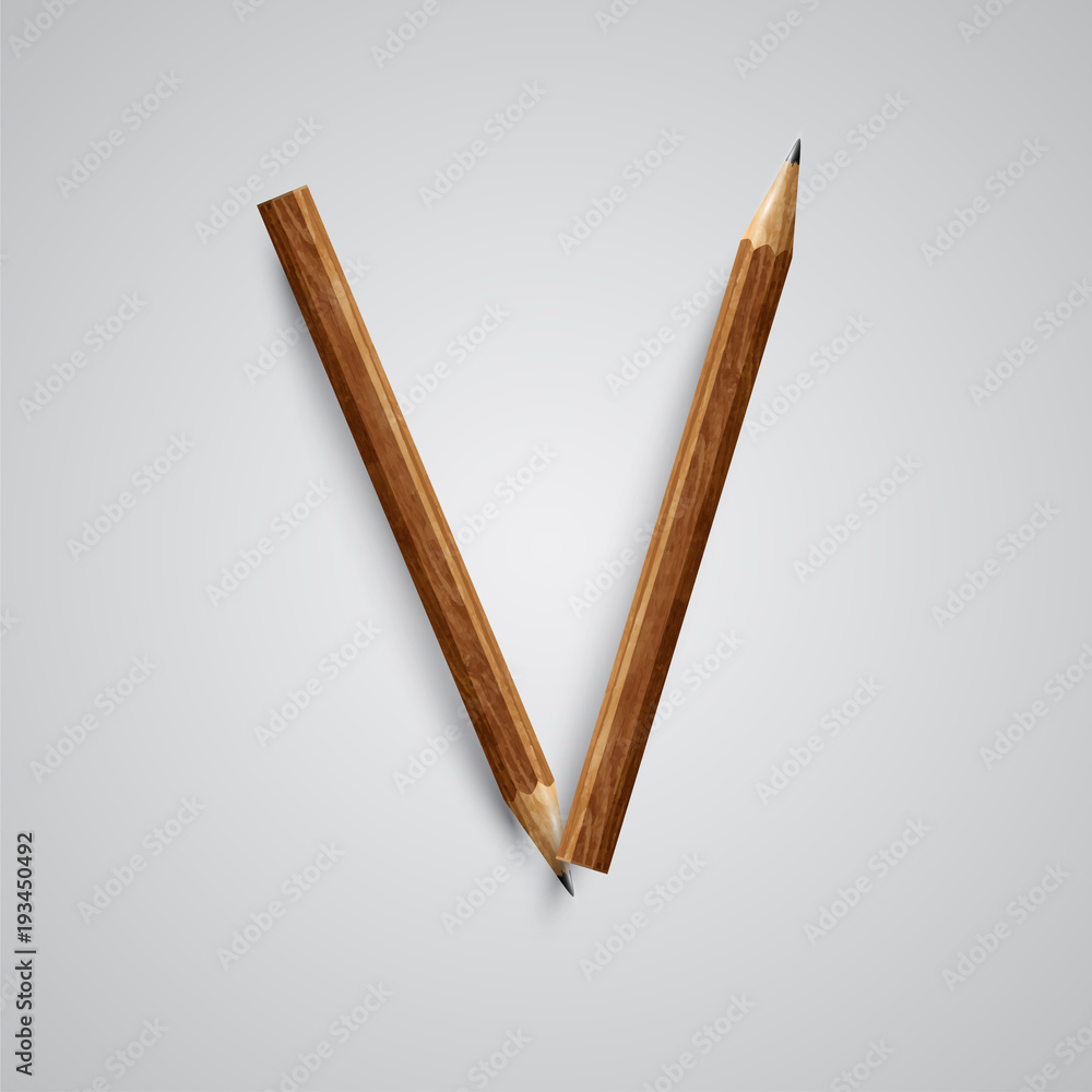 A letter made by pencil, vector. A letter made by pencil, vector.