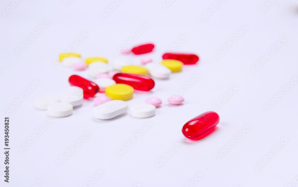 medical tablets different on color from various illnesses. Colour pills with space for your text medical tablets different on color from various illnesses. Colour pills with space for your text