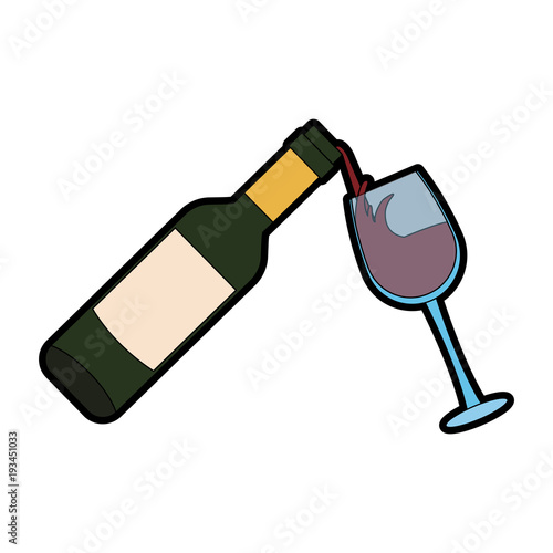 Wine bottle serving on cup icon vector illustration graphic design