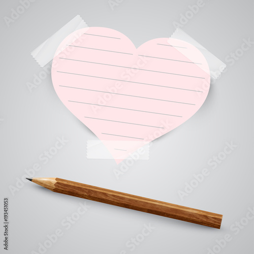 A piece of paper with a pencil, vector.