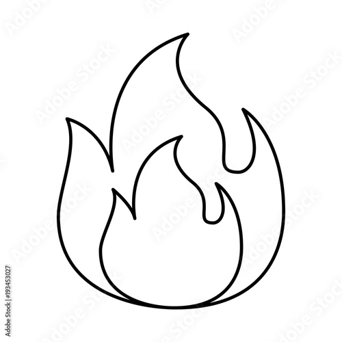 fire flame burning danger hot image vector illustration outline