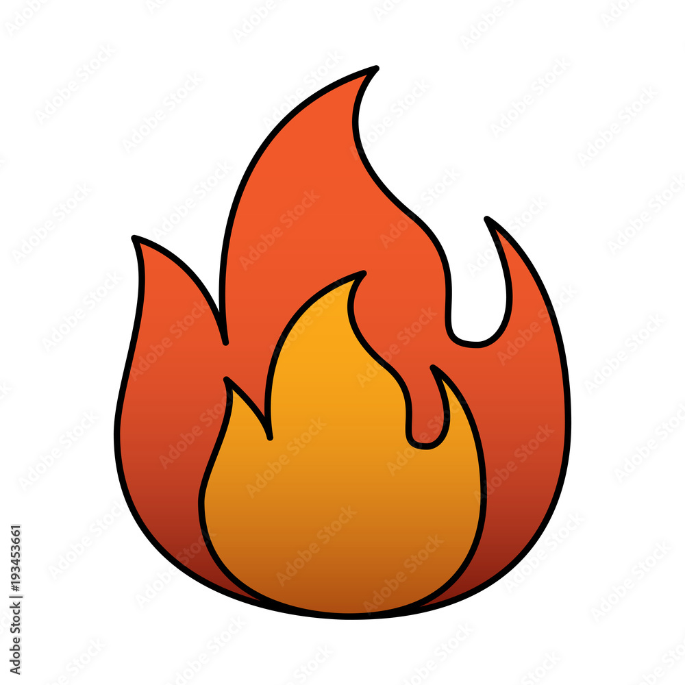fire flame burning danger hot image vector illustration