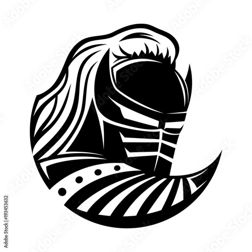 Black knight's helmet.