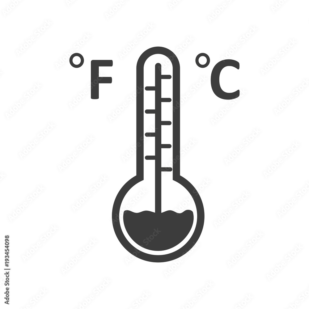 Thermometer icon. Flat vector illustration in black on white background Thermometer icon. Flat vector illustration in black on white background