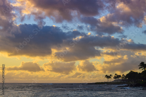 Sunset clouds over palm trees in Hawaii © Nicholas Steven