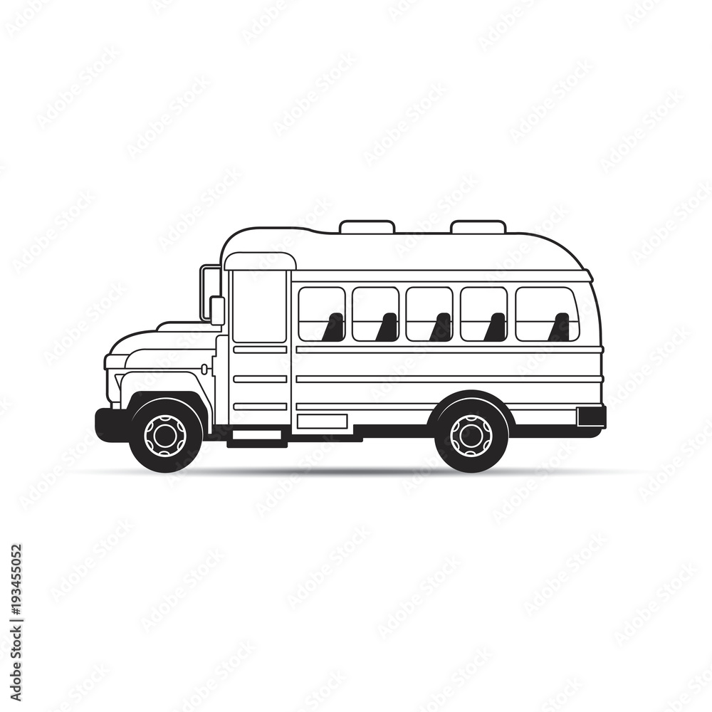 black outline school bus vector cartoon Stock Vector | Adobe Stock
