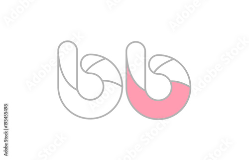 grey pink alphabet letter bb b b company logo design
