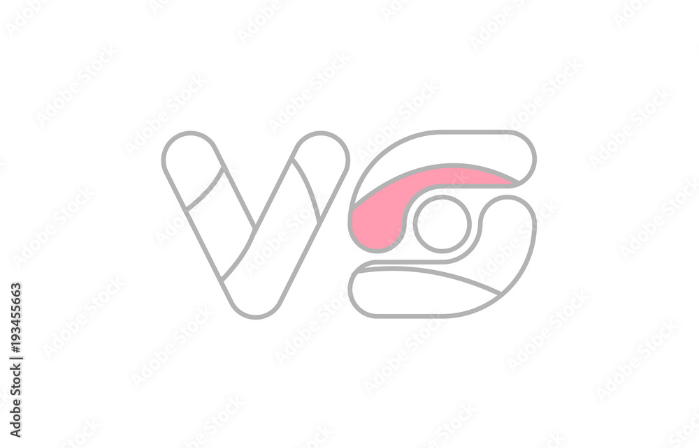 Obraz premium grey pink alphabet letter vs v s company logo design