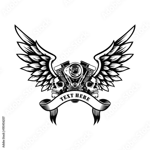 Motorcycle Club  Design With Engine And Skull