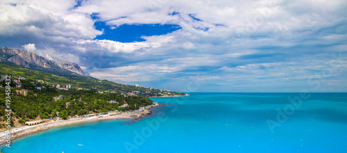 Panoramic image of the Black Sea coast in the Crimea