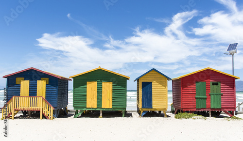 Colorful huts/ houses along the beach in Muizenberg, South Africa © jeeweevh