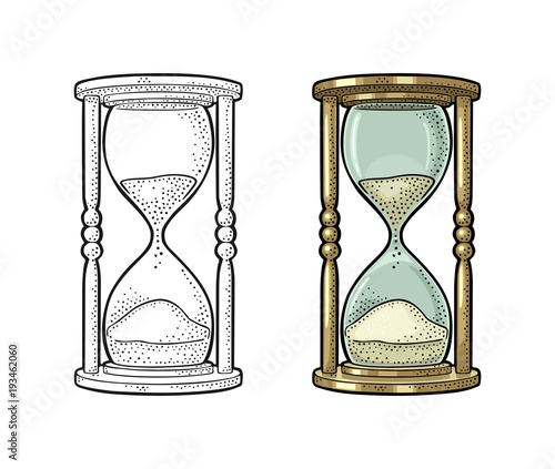 Retro hourglass. Vector vintage engraving