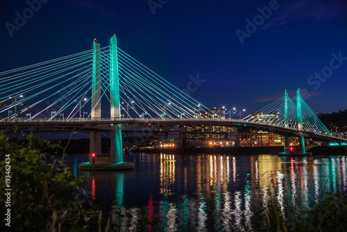 Tilikum crossing bridge in Portland Oregon at twilight
