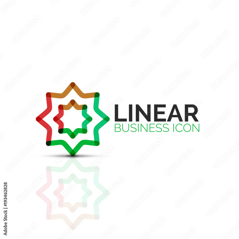 Abstract flower or star, linear thin line icon. Minimalistic business geometric shape symbol created with line segments Abstract flower or star, linear thin line icon. Minimalistic business geometric shape symbol created with line segments