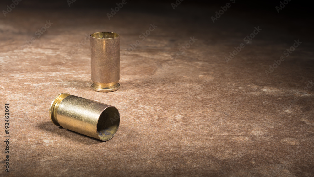 Spent casings from a semi automatic 45 handgun Spent casings from a semi automatic 45 handgun