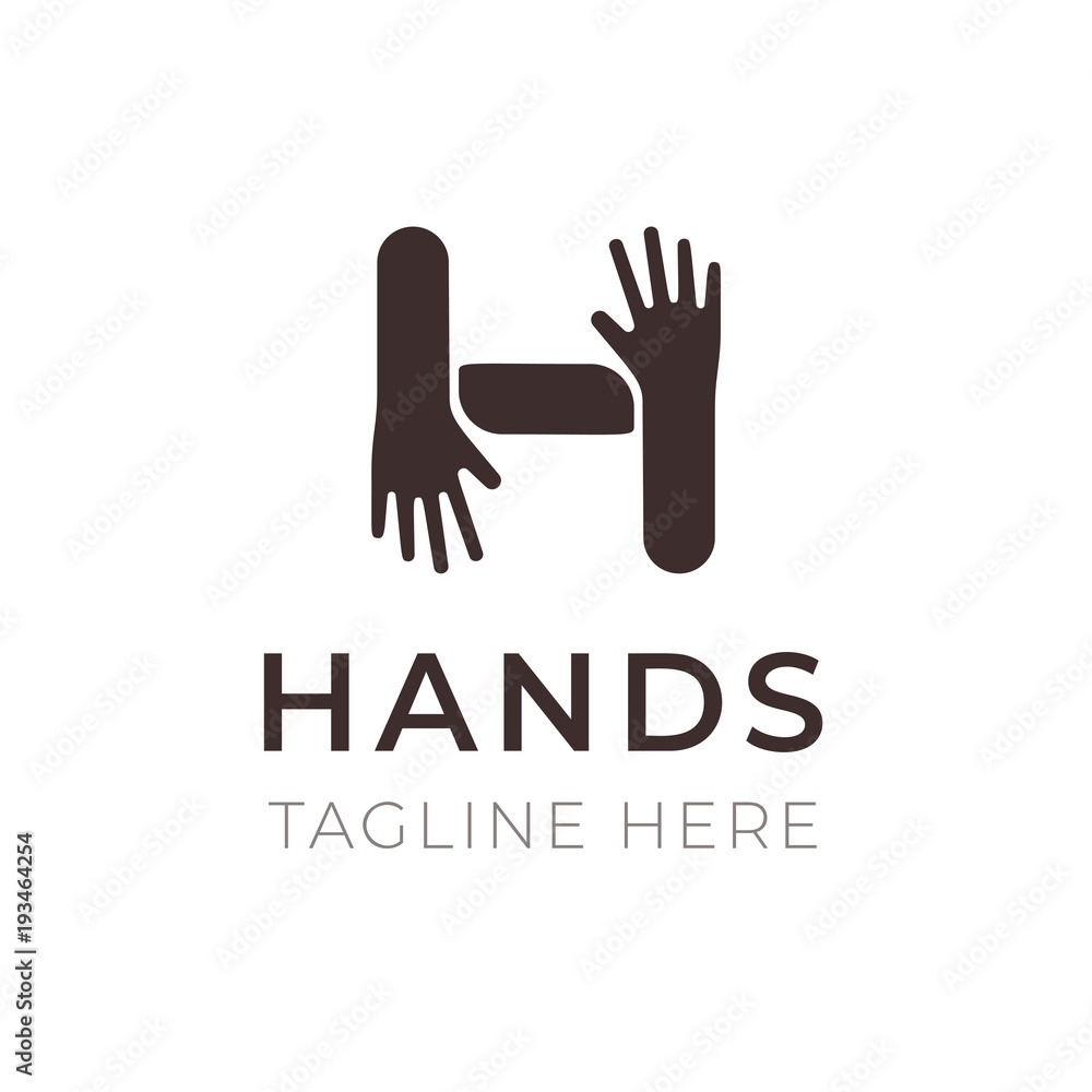 Creative H letter logo design. Hands connection symbol. Community, cooperation, family and friendship. Trendy emblem for business. Creative H letter logo design. Hands connection symbol. Community, cooperation, family and friendship. Trendy emblem for business.
