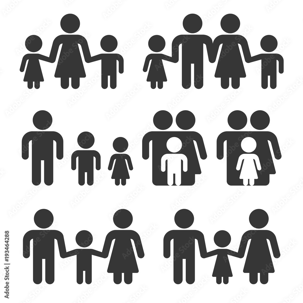 Family Icons Set on White Background. Vector Family Icons Set on White Background. Vector