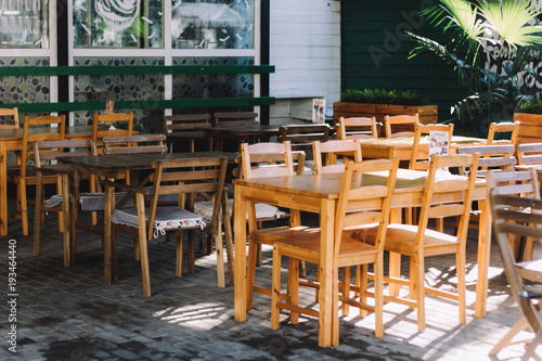 empty tables in the cafe