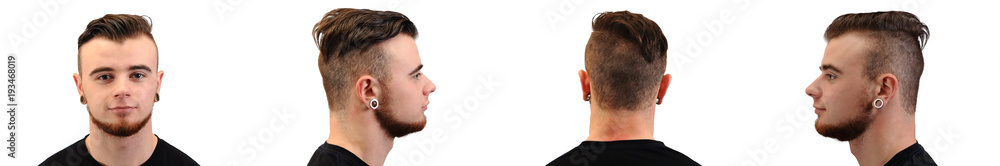 Panorama of the face of a young man. On white isolated background. Panorama of the face of a young man. On white isolated background.