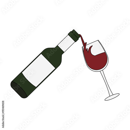 Wine bottle serving on cup icon vector illustration graphic design