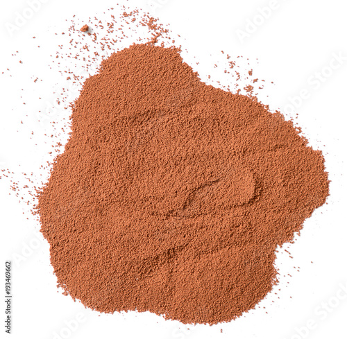 Pile cocoa powder isolated