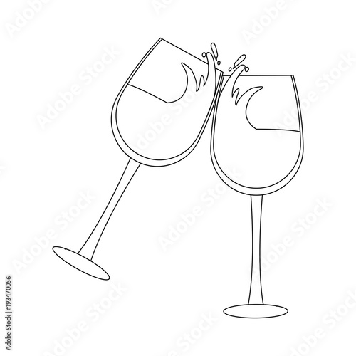 Wine cups toast icon vector illustration graphic design