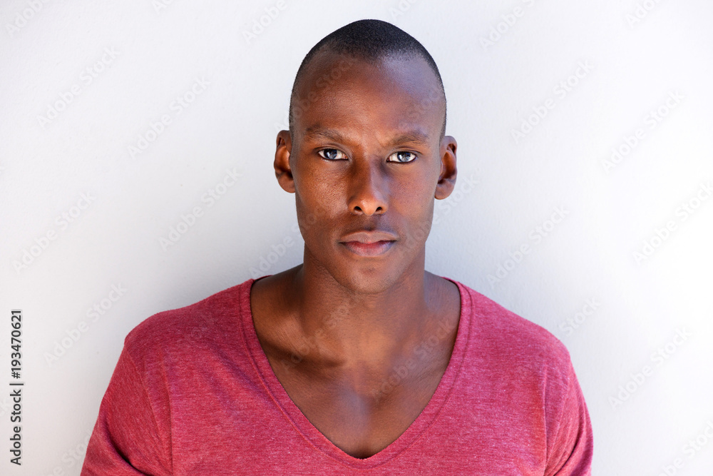 Close up handsome black man staring Close up handsome black man staring