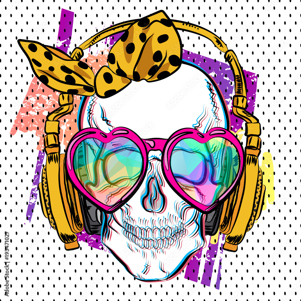 Cool skull print. Punk t-shirt for girl. Cool skull print. Punk t-shirt for girl.