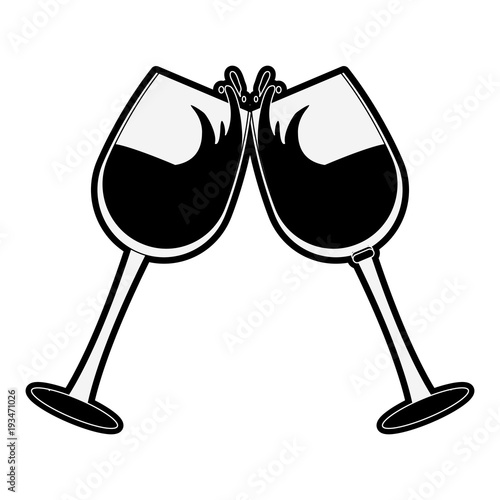 Wine cups toast icon vector illustration graphic design