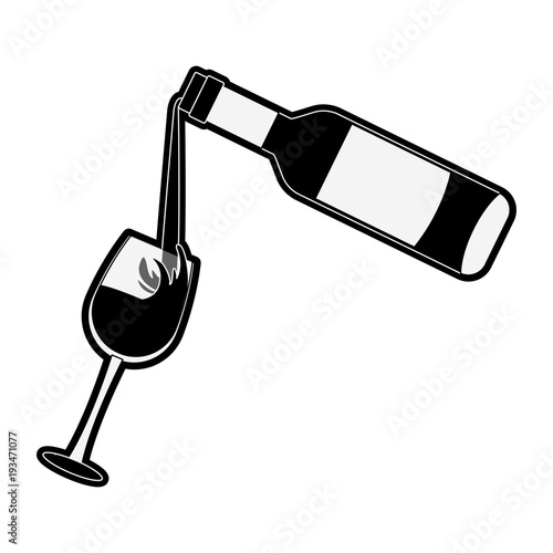 Wine bottle serving on cup icon vector illustration graphic design