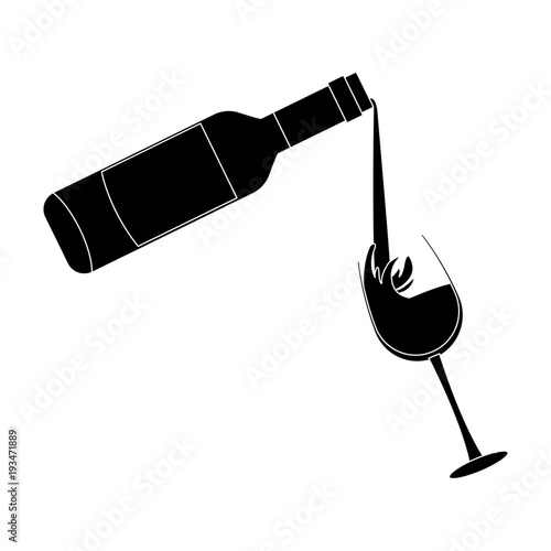 Wine bottle serving on cup icon vector illustration graphic design