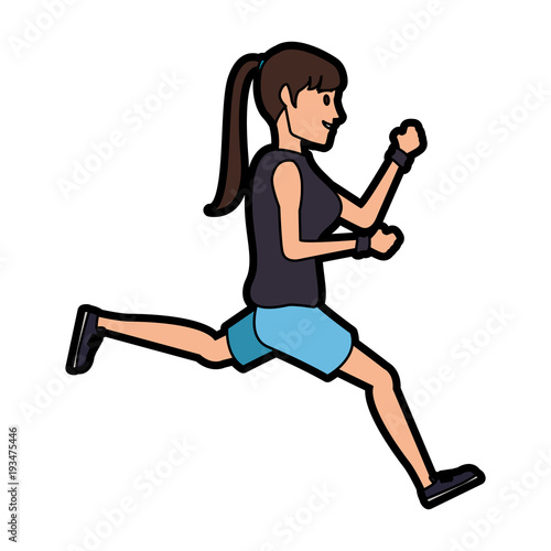 Fitness woman running vector illustration graphic design