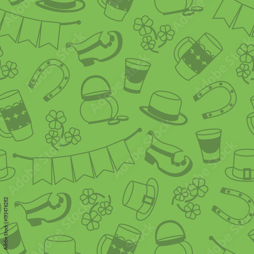 St. Patricks Day vector design of elements seamless pattern