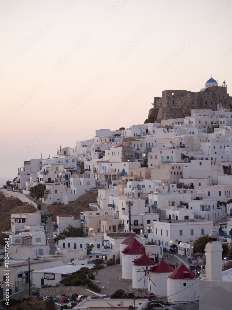 Fototapeta premium chora of Astypalaia island at sunrise