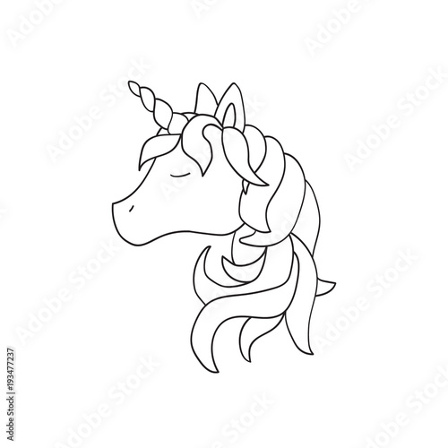 Vector unicorn illustration isolated on white background. Cute animal. For children