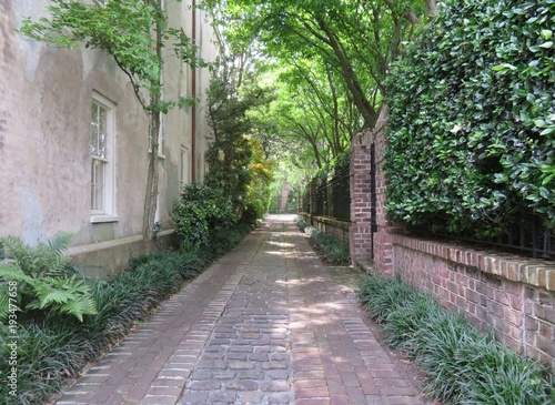 Brick and cobblestone path in Charleston, South Carolina