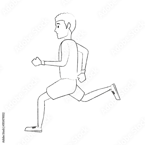 Fitness man running cartoon vector illustration graphic design © Jemastock